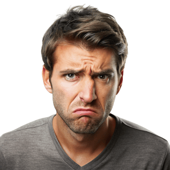 Portrait of young man expressing intense emotions of frustration and anger in casual attire on a Transparent Background png