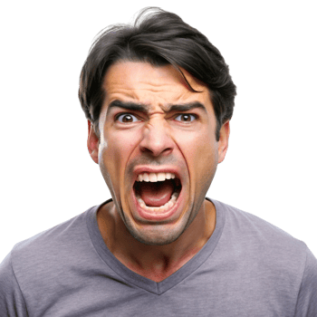 Angry and frustrated young man shouting with hands on head, showcasing emotional turmoil and stress png