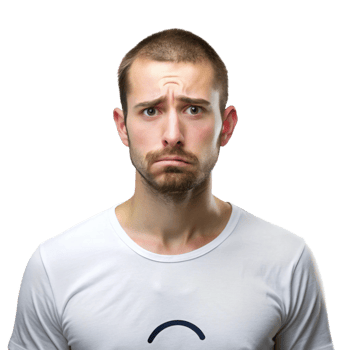 Portrait of a young man looking worried and reflective, symbolizing sadness, contemplation, and vulnerability png