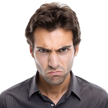 Upset man with a furrowed brow, showing intense anger and dissatisfaction, with a frustrated and jealous look png