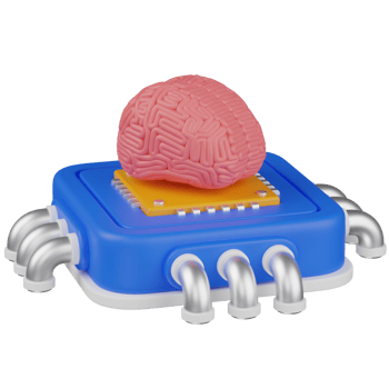 3d render AI Brain on a Circuit Board icon png