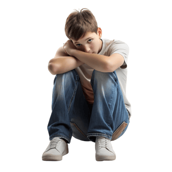 Young man sitting with his head lowered and hands gripping his head, displaying signs of emotional pain and inner struggle png