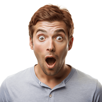Astonished male with an open mouthed expression, reacting to an unexpected event, showing disbelief and surprise png