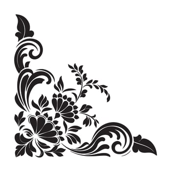 Antique Ornate Corner Flourish Black Floral vector