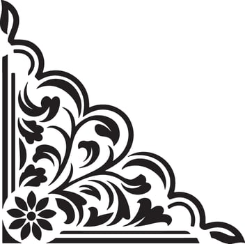 Ornate Floral Frame Black Vintage Corner vector
