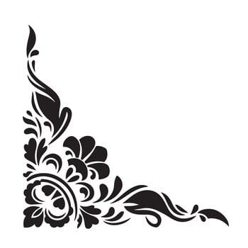 Black Ornate Floral Corner Vintage Style Decoration vector