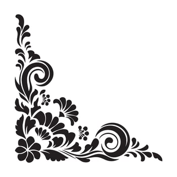 Ornate Corner Flourish Black Floral Ornament vector