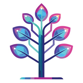 Radiant Tree illustration with neon light-like leaves vector