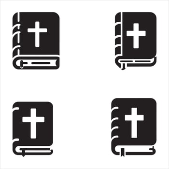 Bible icon set with cross illustration vector