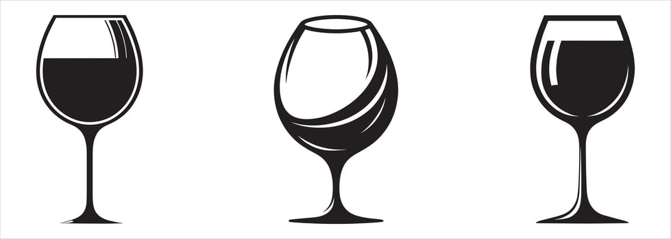 Four wine glasses with different shapes and sizes vector