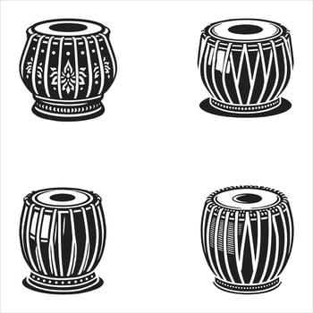 Indian drums set of four different drums vector