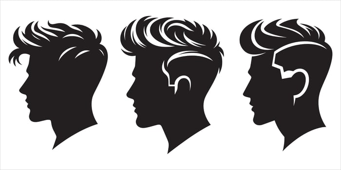 Silhouette of a man's head with different hairstyles vector