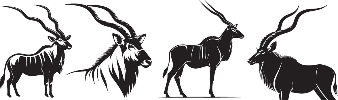 Four different antelope silhouettes vector