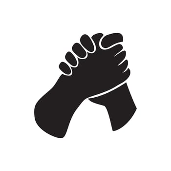 two holding hands silhouette. Symbolism for friendship, love, anti hate, anti racism, agreement, peace, unity, solidarity, and relationship. vector