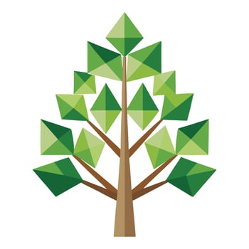 Geometric Tree Flat Triangular Leaves vector