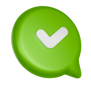 Check mark 3d icon illustration. 3d sign of white check mark in green bubble png