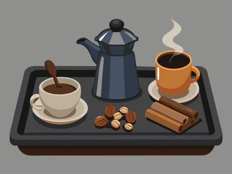 A coffee maker and coffee maker on a table vector