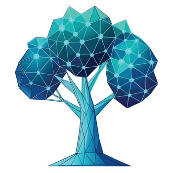Tech Tree Futuristic Wireframe Design vector
