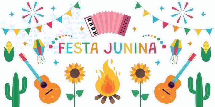 Festa Junina. Colorful symmetrical design on a light background. Banner, poster, postcard vector