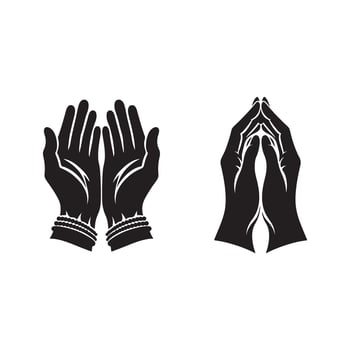 Two hands prayer symbol vector