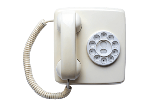 Retro corded landline phone in beige with vintage rotary dial on Transparent Background png