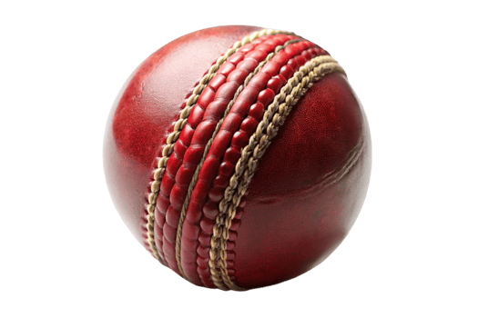 red leather cricket ball with intricate stitching detail on Transparent Background for sports and cricket themes png