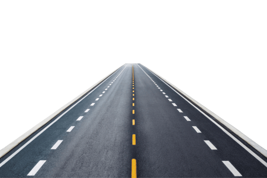 Isolated asphalt road vanishing into the distance in a minimalist setting, ideal for travel and journey themes png