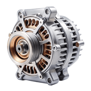Automotive alternator component featuring a precision engineered design on a clean Transparent Background png