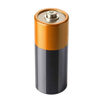 Durable and efficient battery cell with metallic gold coating, ideal for electronics png