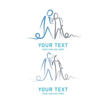 Abstract Family Care Graphic Set, Minimalist Line Art of Helping Figures for Support Love Community Togetherness Charity Social vector