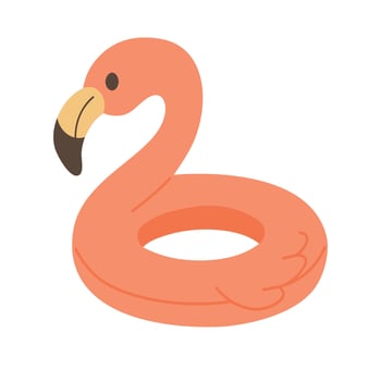 Cute inflatable flamingo ring for fun beach activities and relaxing summer swimming. vector