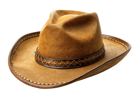 Classic cowboy hat with leather details on Transparent Background, symbolizing Western style and rugged craftsmanship png