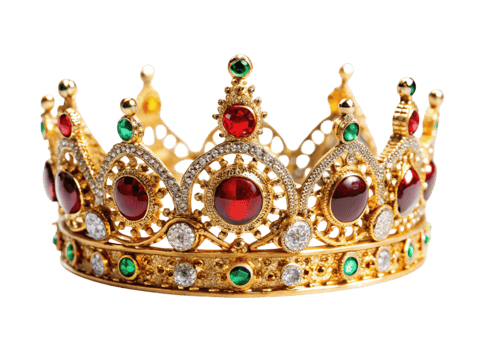 luxurious golden crown adorned with sparkling gemstones and intricate royal design elements png