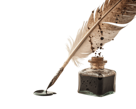 Nostalgic Quill with Ink Bottle for Microstock png