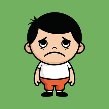 Sad Expression Cartoon Boy Character Flat Style Illustration vector