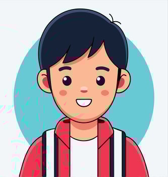 Cartoon Portrait Of A Boy Wearing A Jacket With A Backpack Straps vector