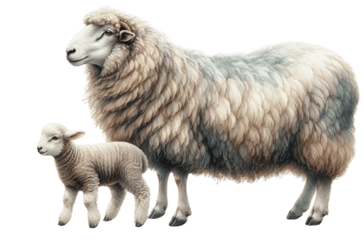 sheep and lamb Watercolor illustration png