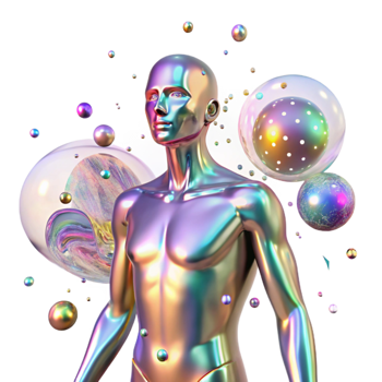 beautiful artistic Holographic Projection of Human Body Transparent Background exclusive png