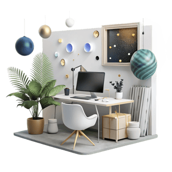 beautiful traditional Home Office with Minimalist Decor Transparent Background genuine png