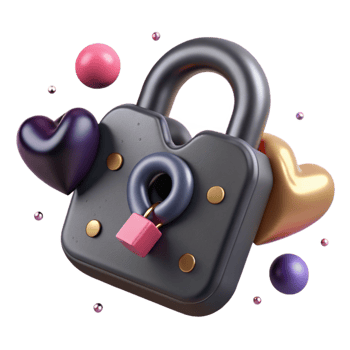 beautiful vintage Locked Padlock with Heart Shape Transparent Background authentic png