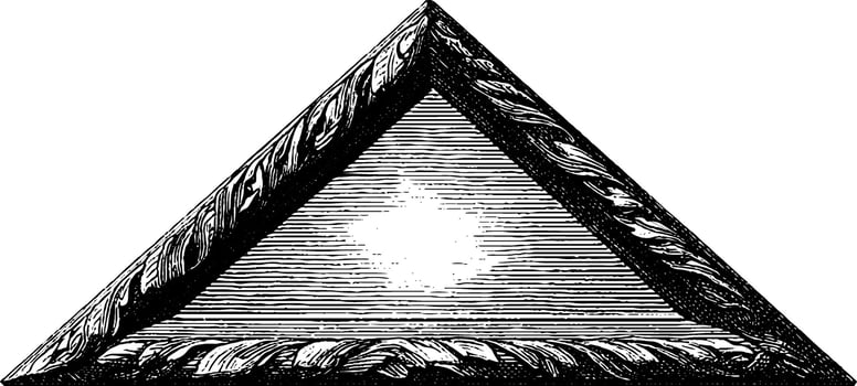 Intricate engraved triangle banner design for artistic projects. vector