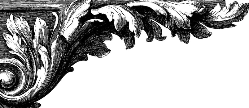Elegant engraved floral corner design for decorative projects and art inspirations. vector