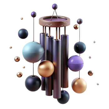 beautiful vintage Metal Wind Chime with Decorative Beads Cutout high resolution png