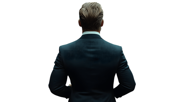A man in a suit looking out of a train window capturing the essence of travel and contemplatio png