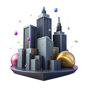 beautiful vintage Modern Building Skyline Silhouette Isolated Cutout 4K png