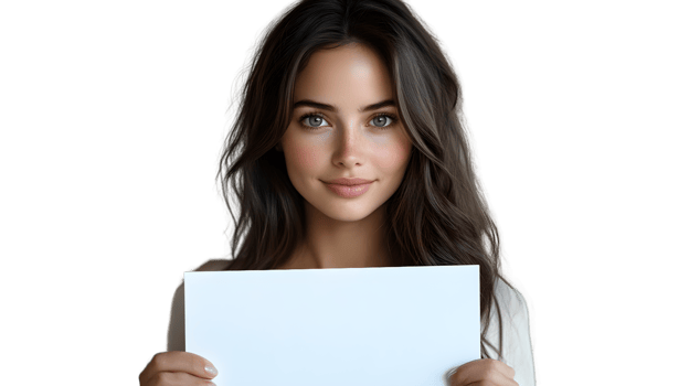 A person holding a blank sign ready for customization ideal for marketing and communication n png