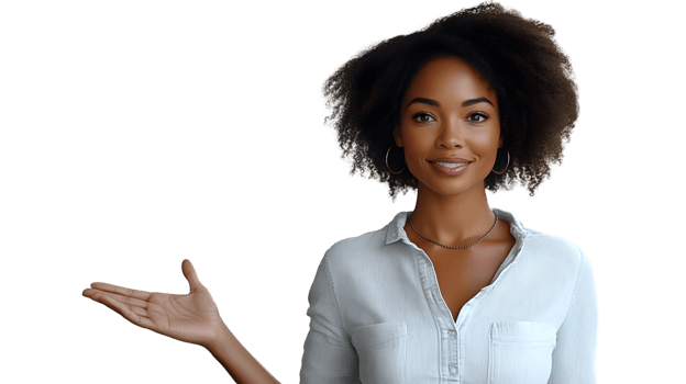 A woman with afro hairstyle presenting wearing casual attire and jewelry ideal for lifestyle png