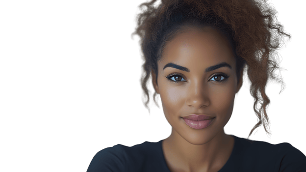 A woman with curly hair and a warm smile perfect for beauty fashion and lifestyle concepts png