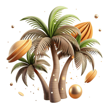 beautiful artistic Palm Tree Fronds Swaying Breeze Isolated Element original png