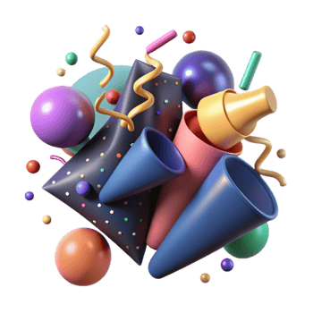 beautiful artistic Party Poppers Confetti Explosion Fun Isolated on Transparent Background high quality png